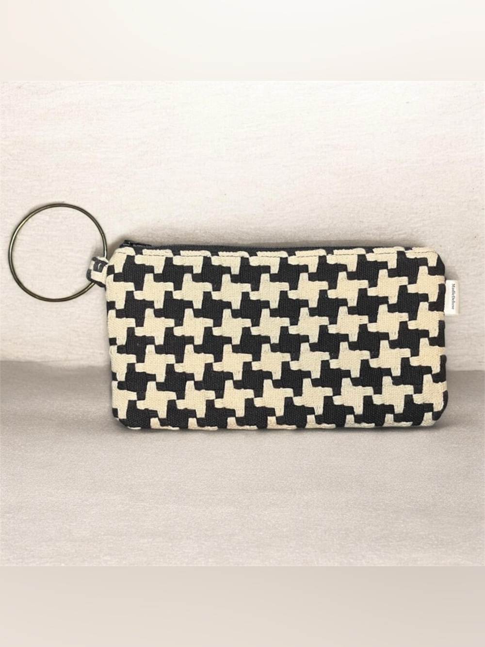 Houndstooth Wristlet Keyring Pouch